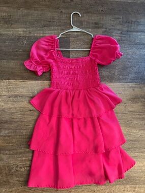 Francesca's Bright Pink Smocked Top Dress